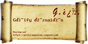 Gálfy Ézsaiás névjegykártya